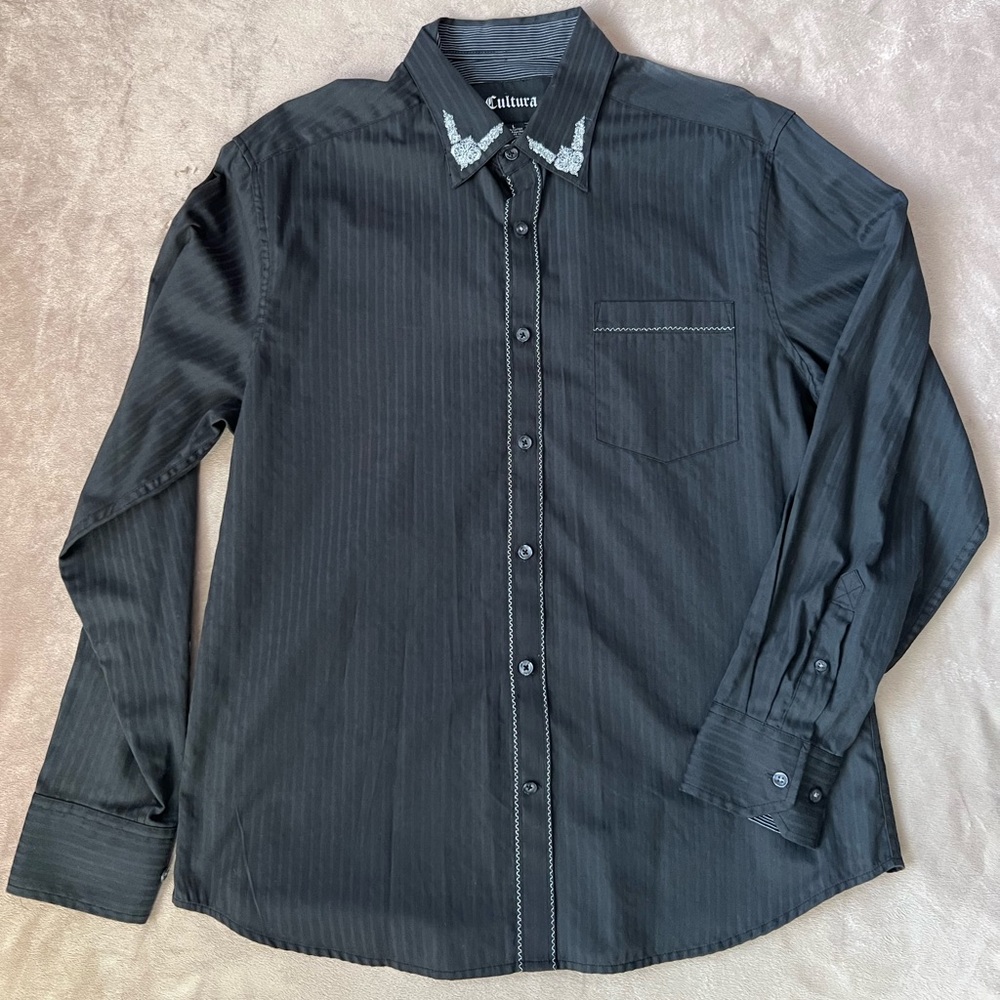 Men’s Black Cultura Dress Shirt - Size Large